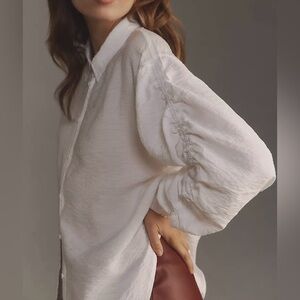 NWT Size XL - By Anthropologie white Sheer Buttondown Shirt